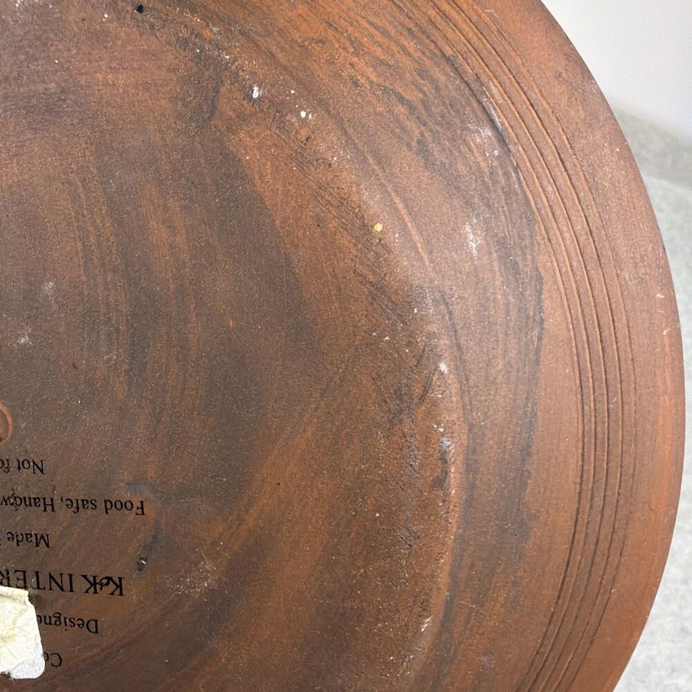 K&K Interiors Pottery Redware Plate Folk Art Primitive Black Christmas Tree 9.5" - Picture 5 of 7
